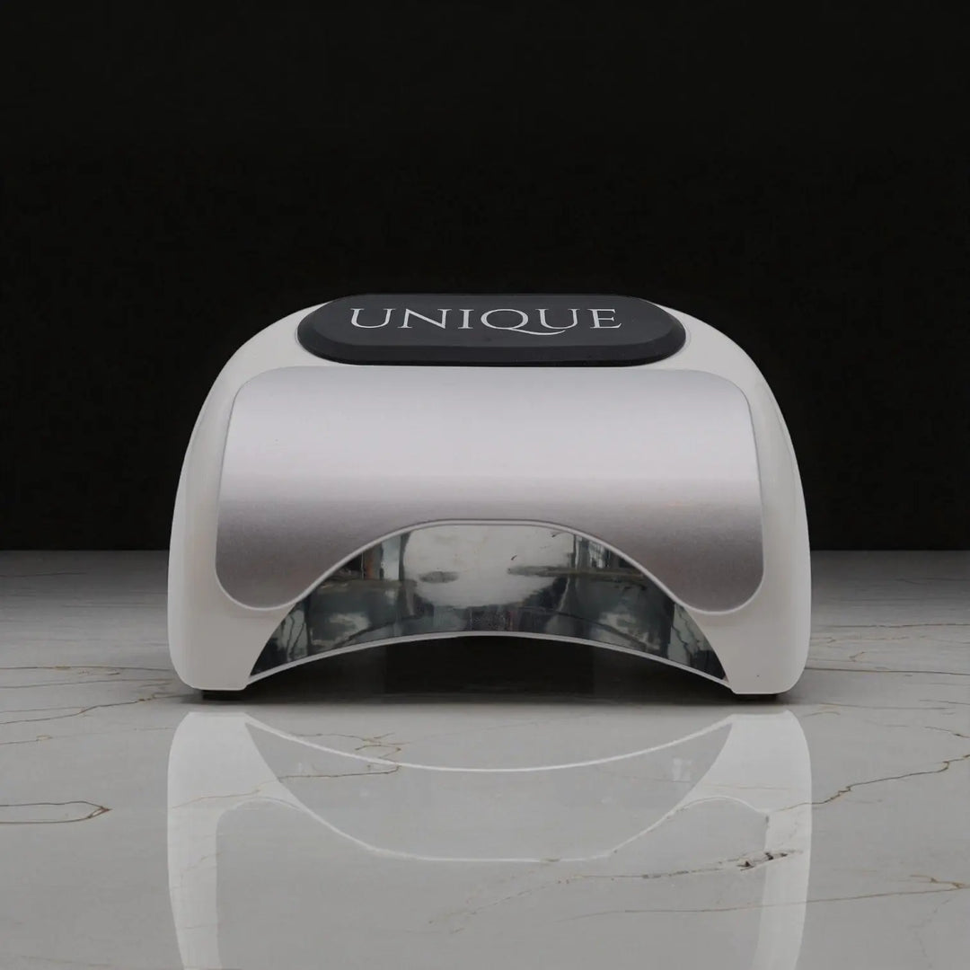 Luxe professionele UV LED nagellamp, wit design met rubber toplaag, Limited Edition, merk Unique Nails, voor gelnagels en gellak