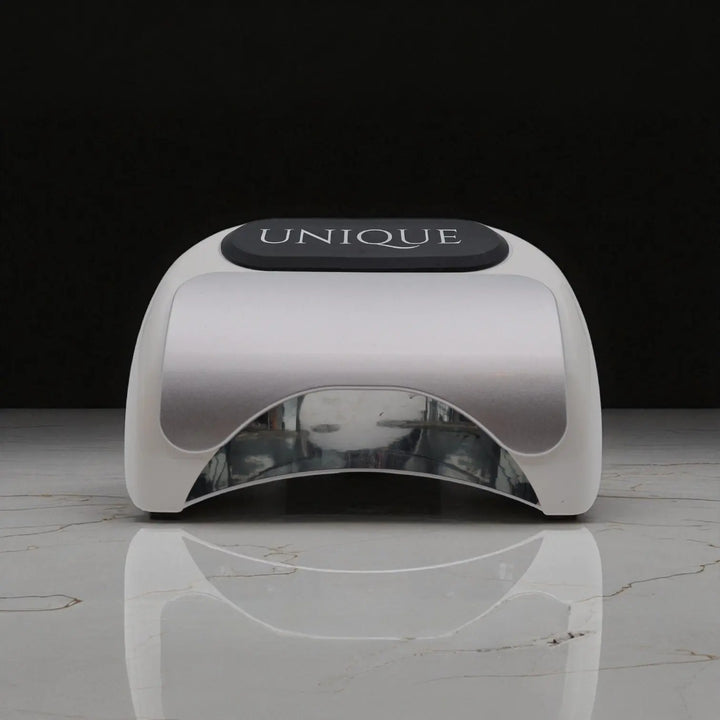 Luxe professionele UV LED nagellamp, wit design met rubber toplaag, Limited Edition, merk Unique Nails, voor gelnagels en gellak