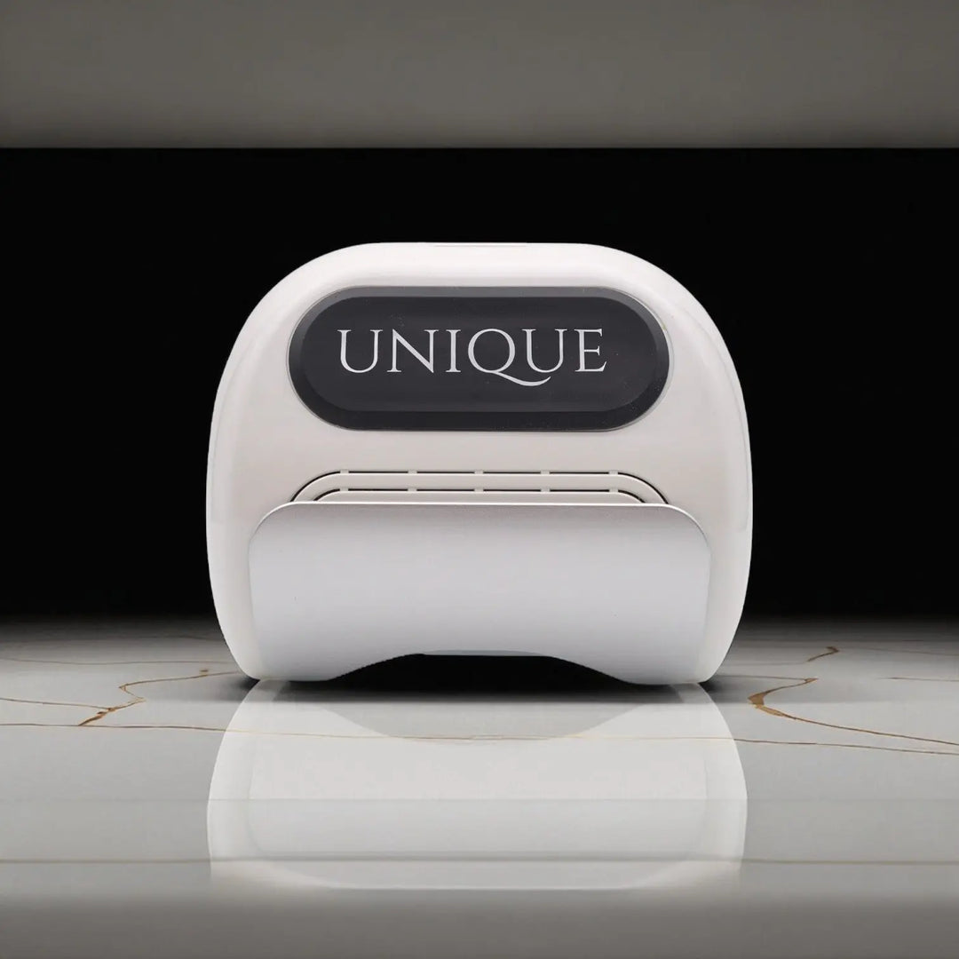 Luxe professionele UV LED nagellamp, wit design met rubber toplaag, Limited Edition, merk Unique Nails, voor gelnagels en gellak